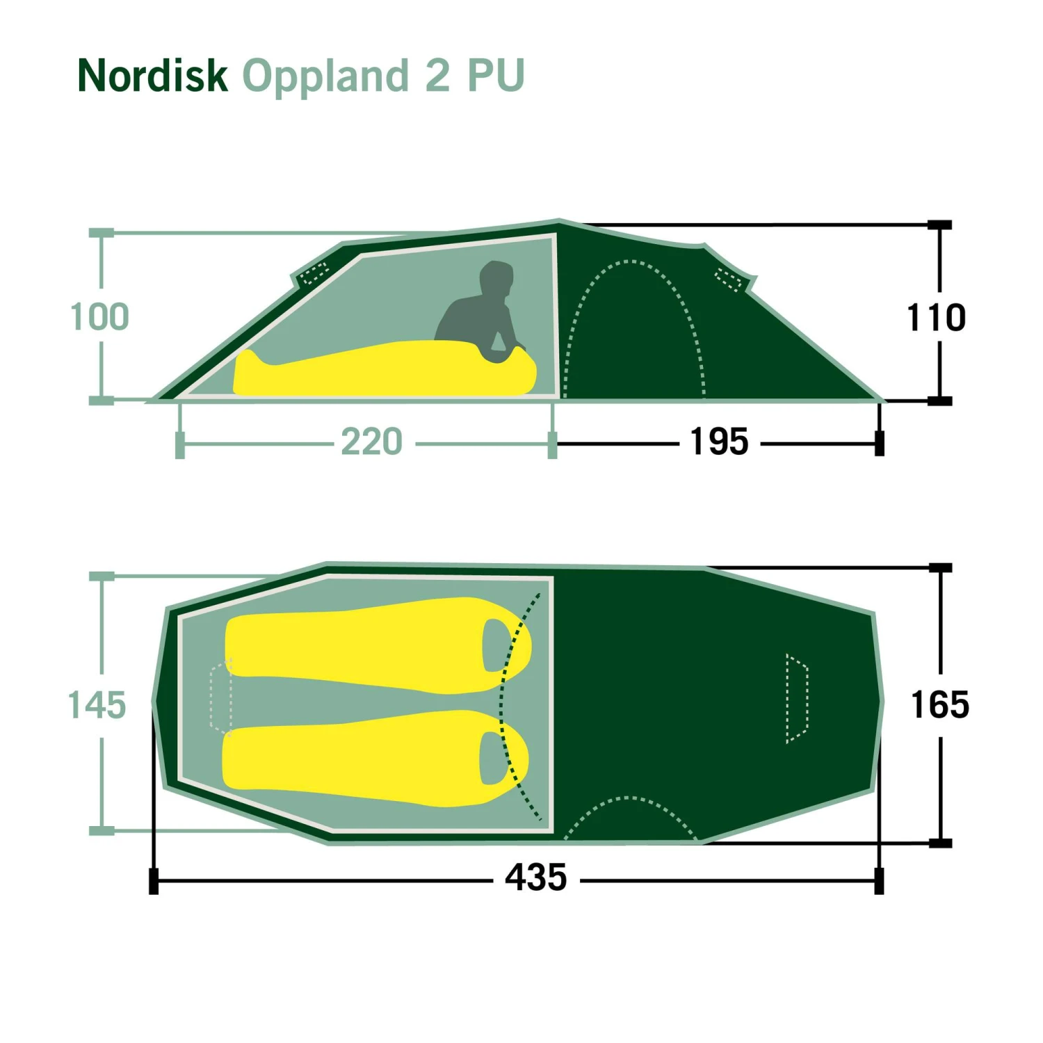 Nordisk OPPLAND 2 PU TENT - Tunnelzelt – Bild 2